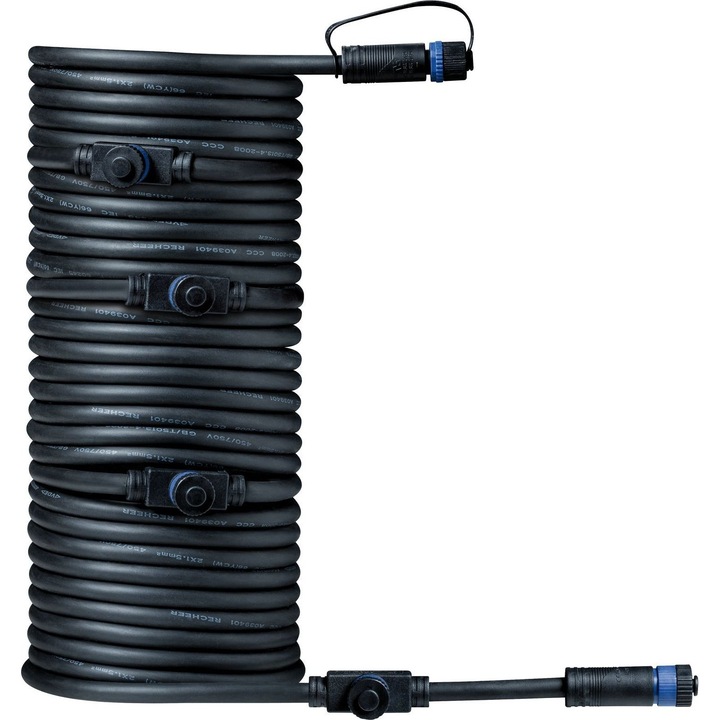 Cablu de conectare exterior, Paulmann, Plug & Shine, IP68, 10m, 1in - 5out, Plastic, Negru