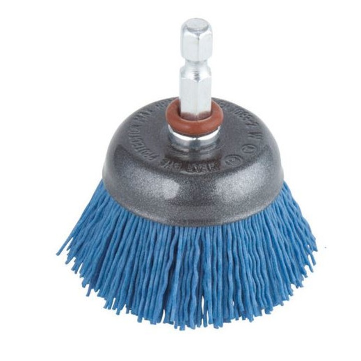 Perie abraziva, Wolfcraft, 50 mm, Nailon, Albastru