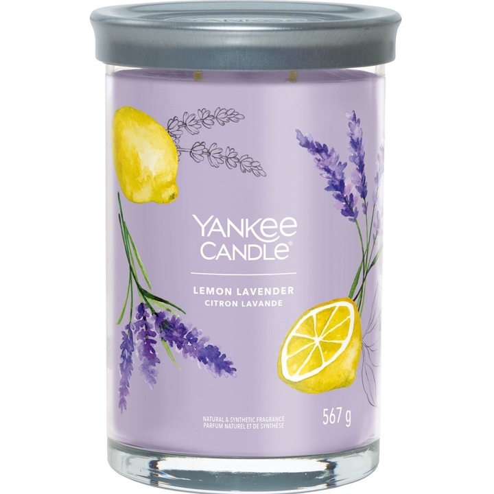 Illatos gyertya, Yankee gyertya, citrom / levendula, 567 g, lila