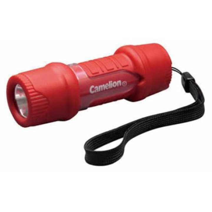LED фенер, Camelion, Водоустойчив, Удароустойчив, 40 lm, 3 x AAA, Червен