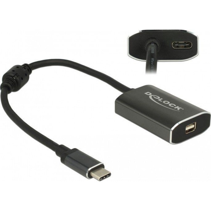 Cablu USB-C la mini DisplayPort, Delock, 4096x2160@60Hz, gri, 60W
