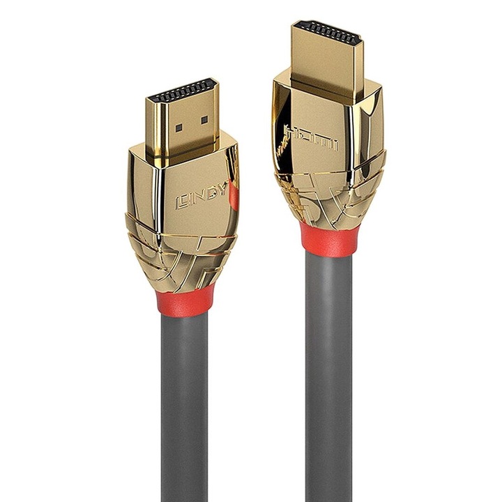 Кабел HDMI - HDMI 2.1, Lindy, PVC, MF, 3 м, златист/черен