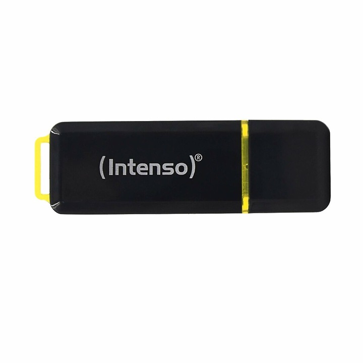 Памет USB 3.2, Intenso, High Speed Line, пластмаса, 256 GB, черно/жълто