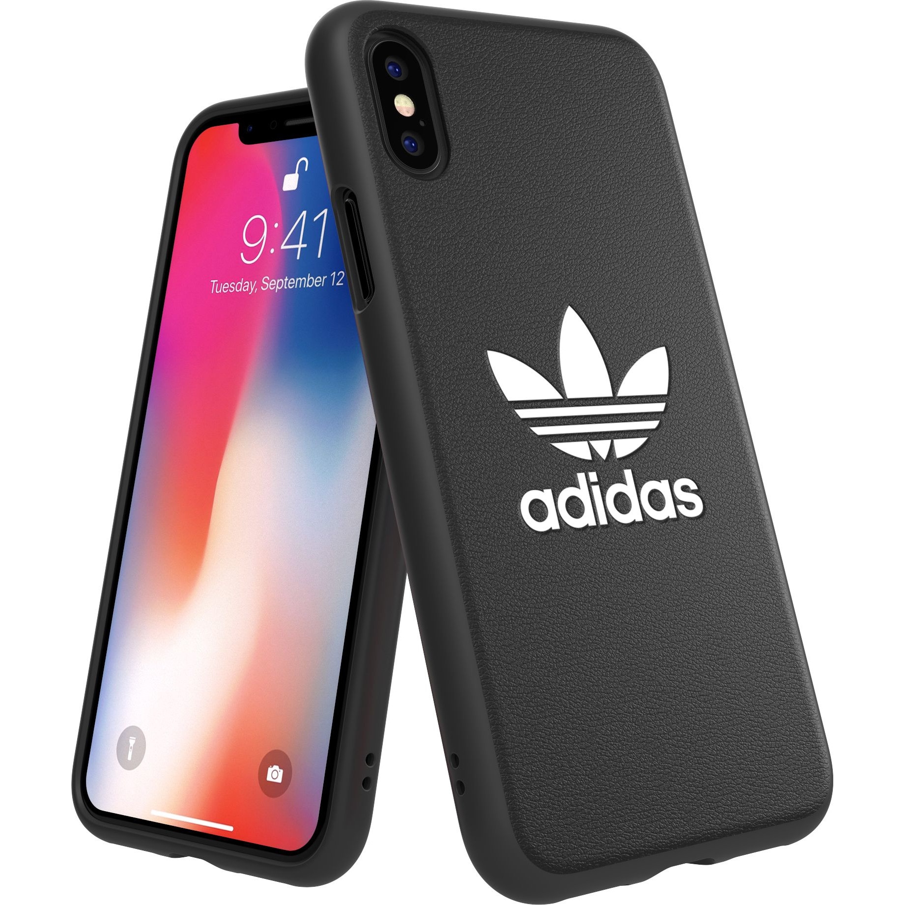 Husa pentru iPhone X/XS, Adidas, Negru/Alb