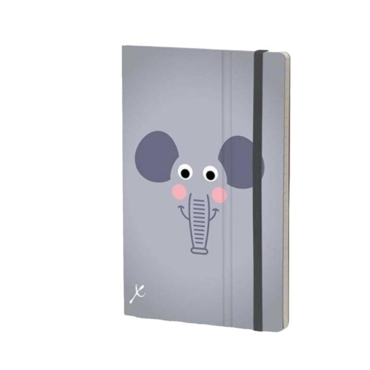 Caiet ANIMALS SMILE Elephant, Stifflex, 192 pagini, 210 x 130 mm, Multicolor