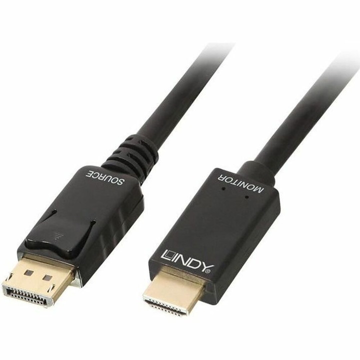 Кабел DisplayPort - HDMI, Lindy, 1м, черен