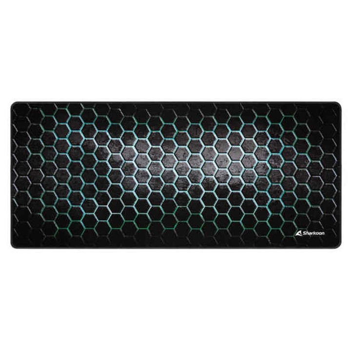 Mousepad pentru gaming, Sharkoon, Stofa, 90 x 40 cm, Negru/Verde, XXL