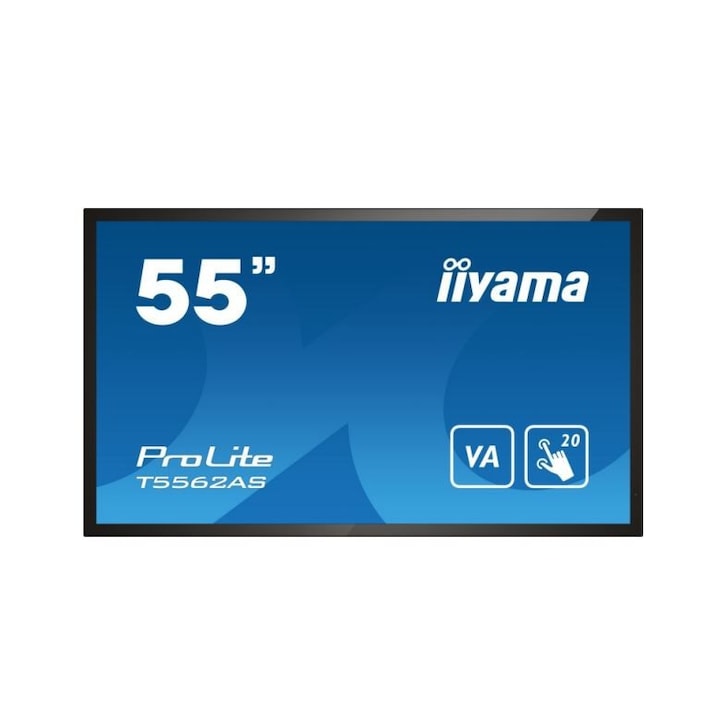 Monitor LED IIyama ProLite T5562AS-B1 Smart Touchscreen 54.6 inch UHD VA 8 ms 60 Hz