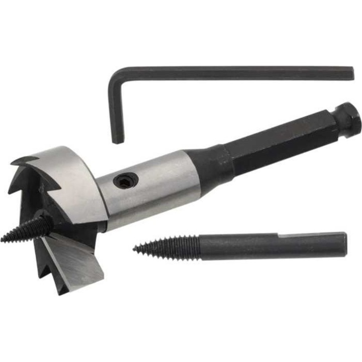 Burghiu pentru lemn, Luna, 127 mm, Negru/Argintiu