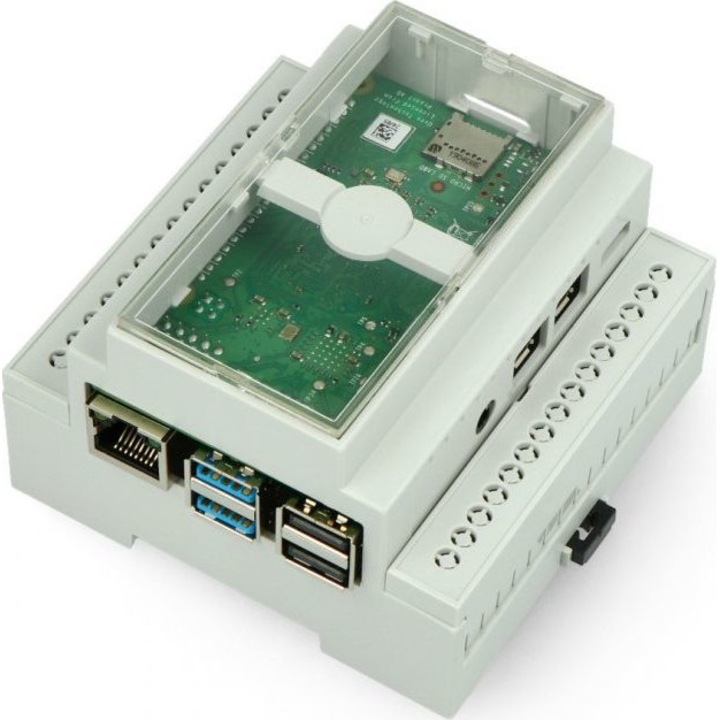 Rail case за Raspberry Pi 4B, Multicomp, поликарбонат, 58x90x88 мм, сив