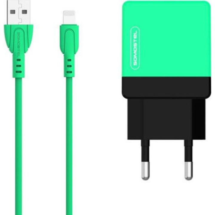 Incarcator, Somostel, 2xUSB, 2A, Negru/Verde