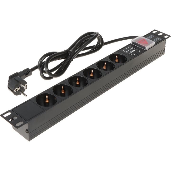 Priza multipla 19" 1U 6x priza Schuko cu intrerupator