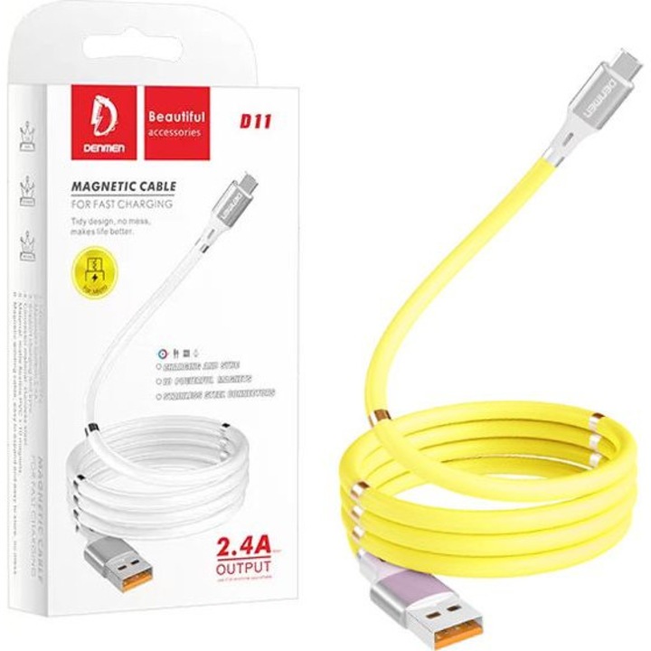 USB-A kábel - USB-C USB, Denmen, 1 m, sárga