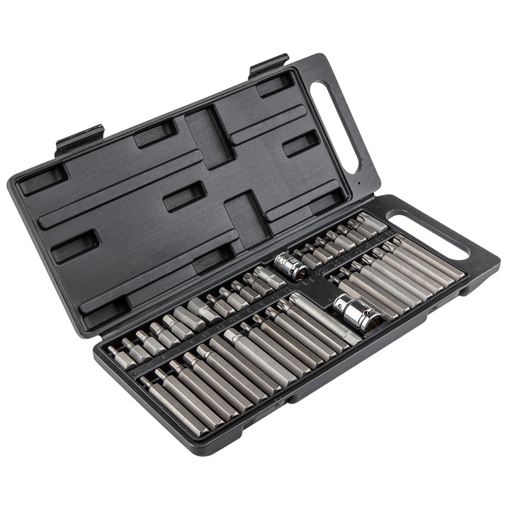 Set 40 Biti, Top Tools, Torx / Hex / Spline, Argintiu