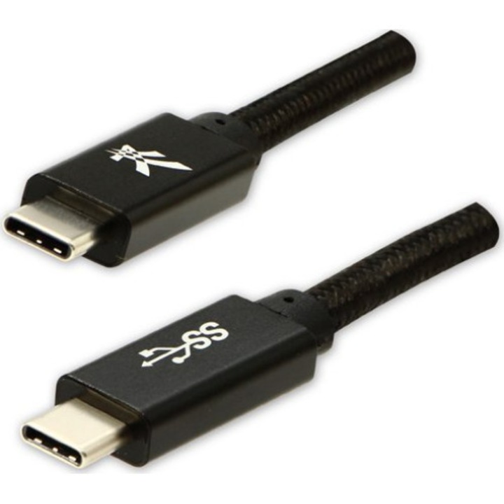 Cablu de date, Logo, USB-C, 1 m, Negru