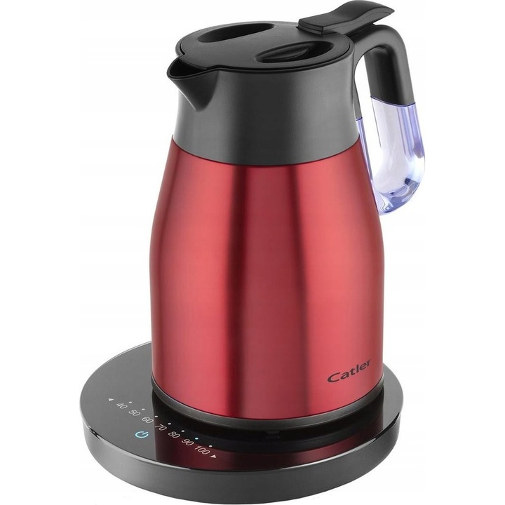 Fierbator electric cu thermo, Catler, 1350 W, 1.5 L, Rosu