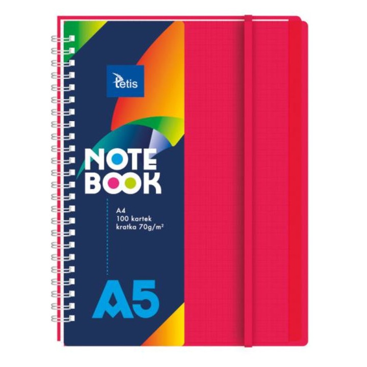 Notebook grila Tetis, A5/100K PP, Rosu