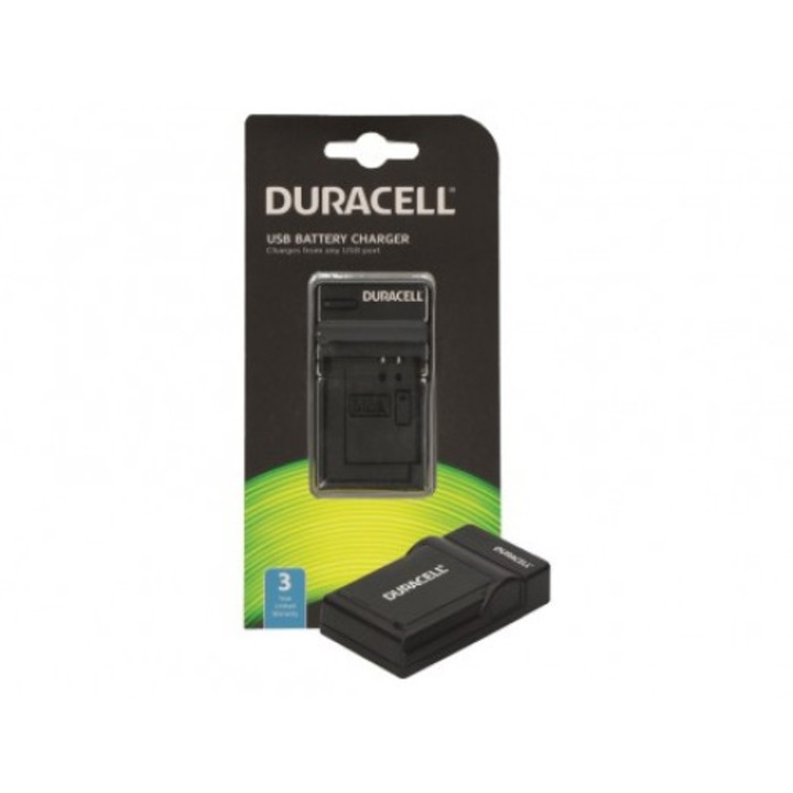 Fényképezőgép töltő, Duracell, kompatibilis Nikon EN-EL12, fekete, 84x47x23mm