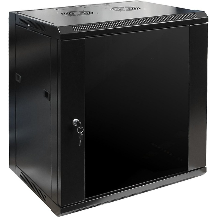 Окачен шкаф за LAN, Delta, RTV/CCTV инсталации, черен, 19"