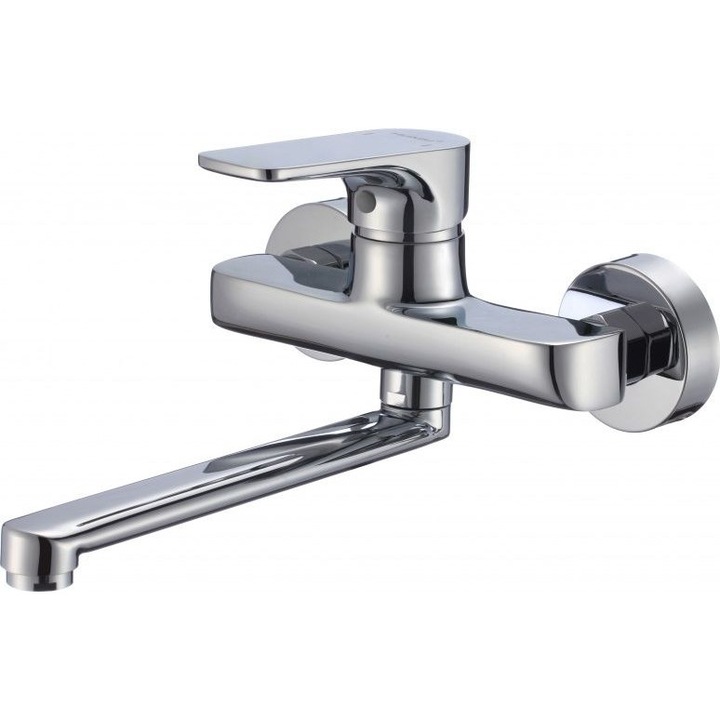 Falra szerelhető konyhai csaptelep Hydroland Senja, króm, 126x220 mm