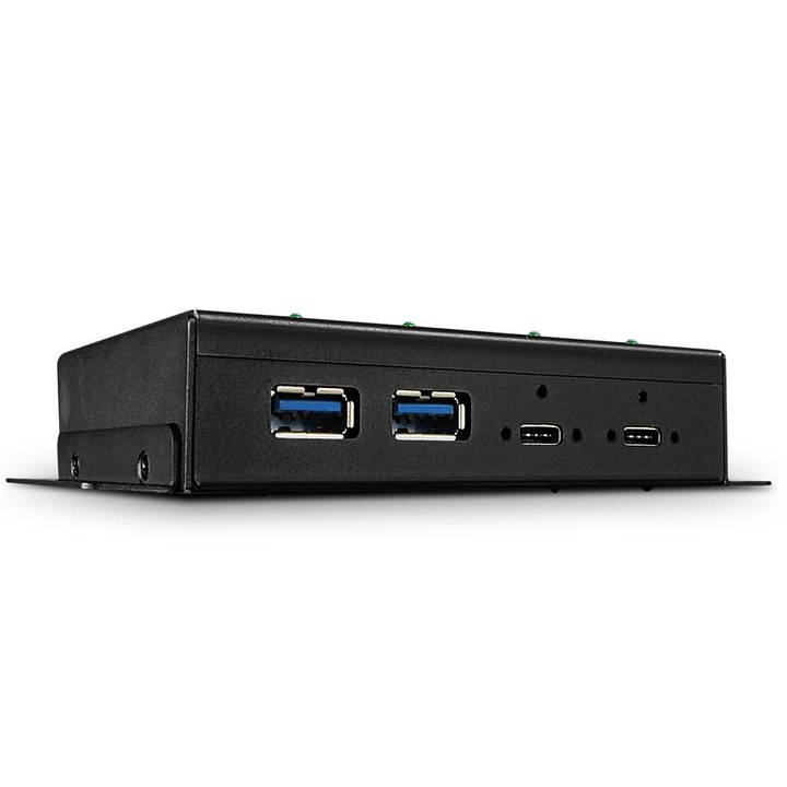 Метален хъб Lindy, 4 порта, USB 3.1, Gen 2, черен