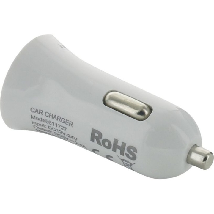 Incarcator auto, Holdit, USB-A, 2.4A, Alb