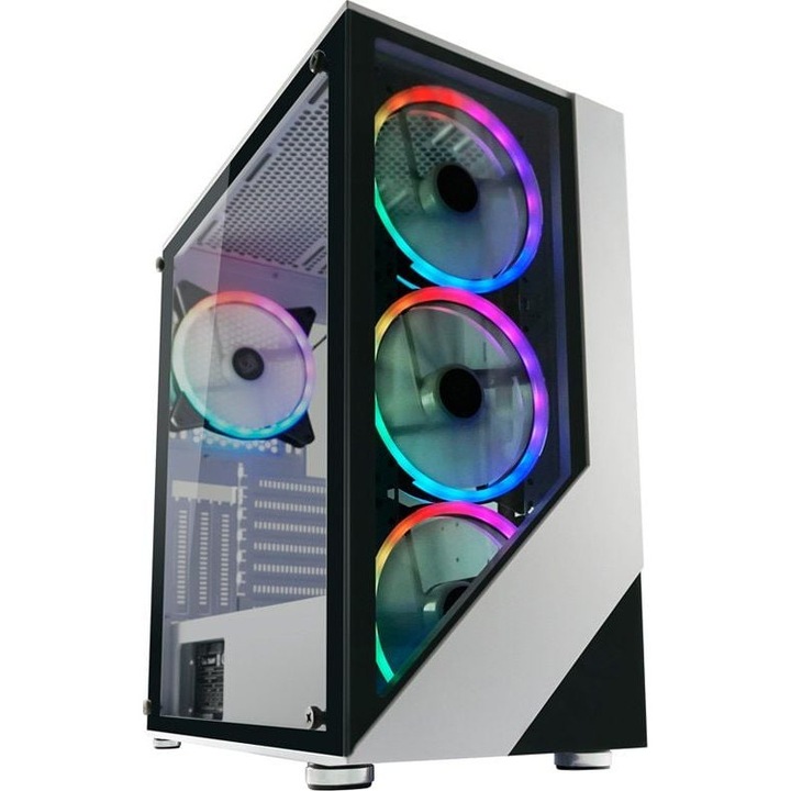 Carcasa PC, Thermaltake, Sticla securizata, Middle Tower, Transparent/Alb