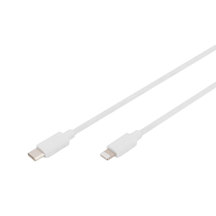 Adat- és töltőkábel, DIGITUS, USB-C, Apple kompatibilis, 2m, Fehér