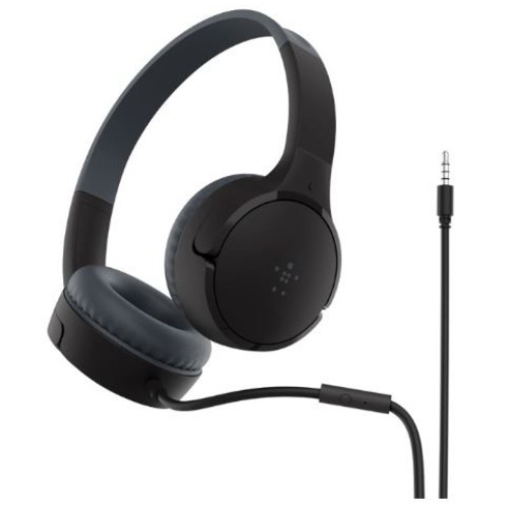 Casti on-ear cu fir, Belkin, Pentru copii, Negru