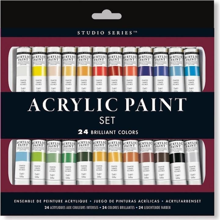 Akril festékek, Peter Pauper Press, 24 szín, 12 ml, Multicolor