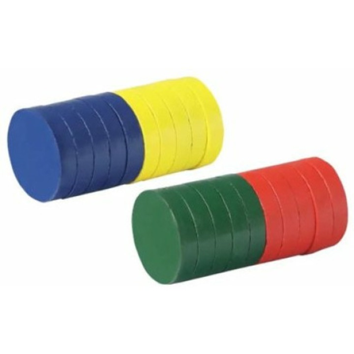 Комплект от 20 цветни магнита, Fandy, 25 мм, Многоцветни
