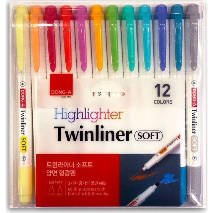 Комплект от 12 маркера с две лица, Dang-A, Multicolor