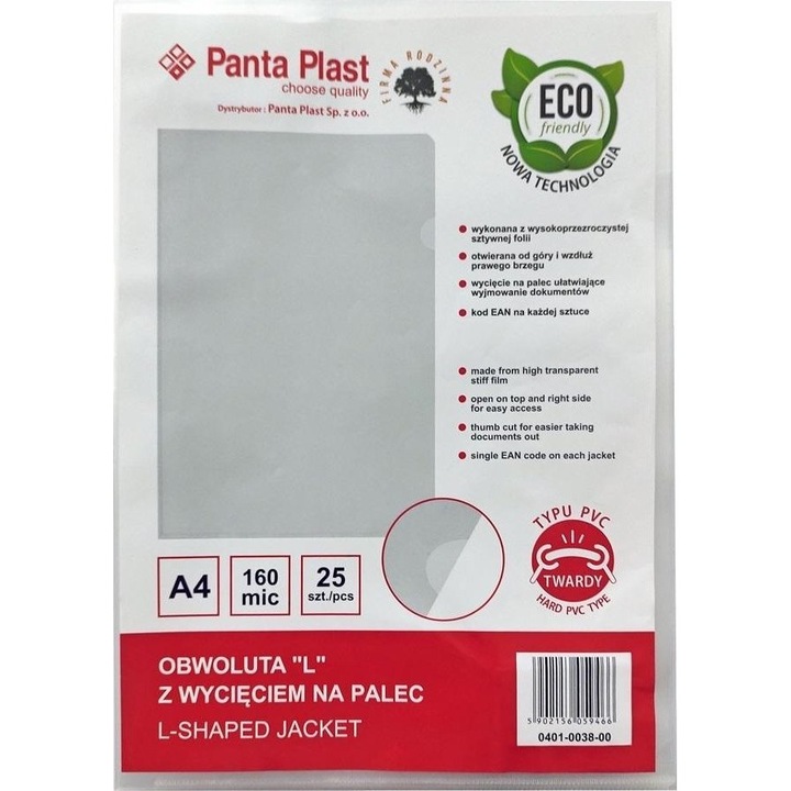 25 lapos készlet, Panta Plast, PVC, L, Átlátszó