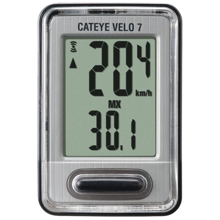 Велокомпютър Cateye VELO 7, сив/черен
