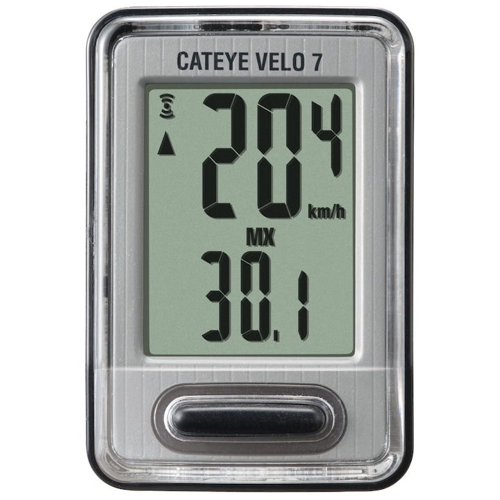 Велокомпютър Cateye VELO 7, сив/черен