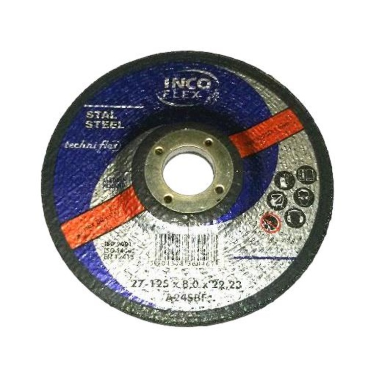 Disc abraziv, Inco Flex, Pentru metal, 125 x 8 x 22,2 mm, Multicolor
