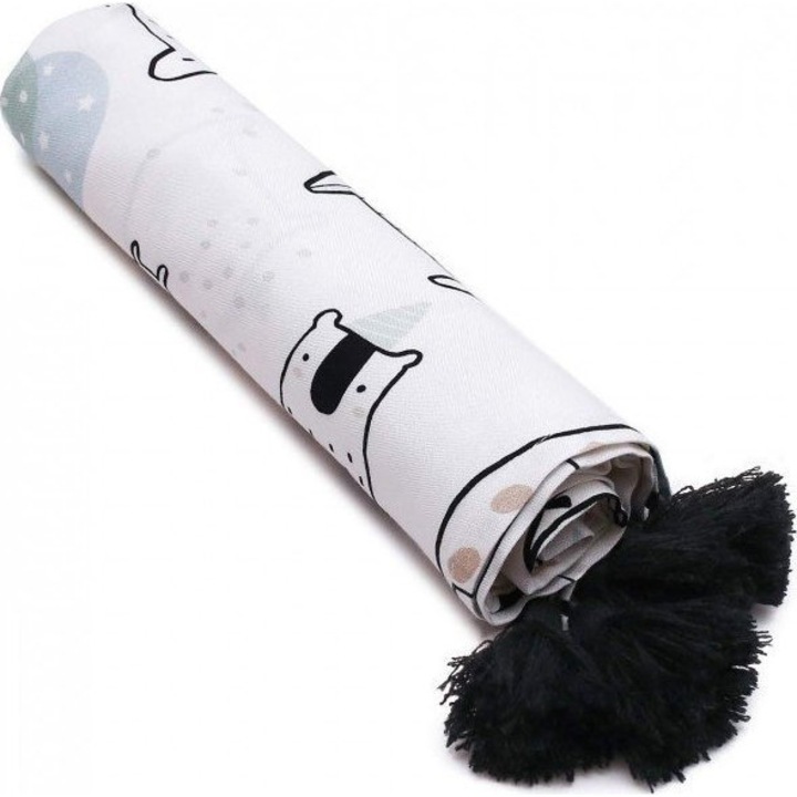 Váltószőnyeg pomponokkal, bambuszpép, pamut, többszínű