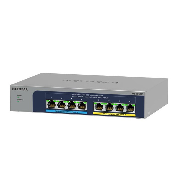 Switch fara management, NetGear, Metal, 8porturi, 100/1000/2500Mbps, 230W, Multicolor
