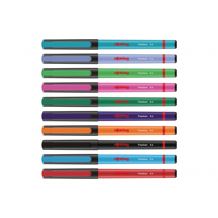 10 db-os betétkészlet, Rotring. 0,4 mm, többszínű