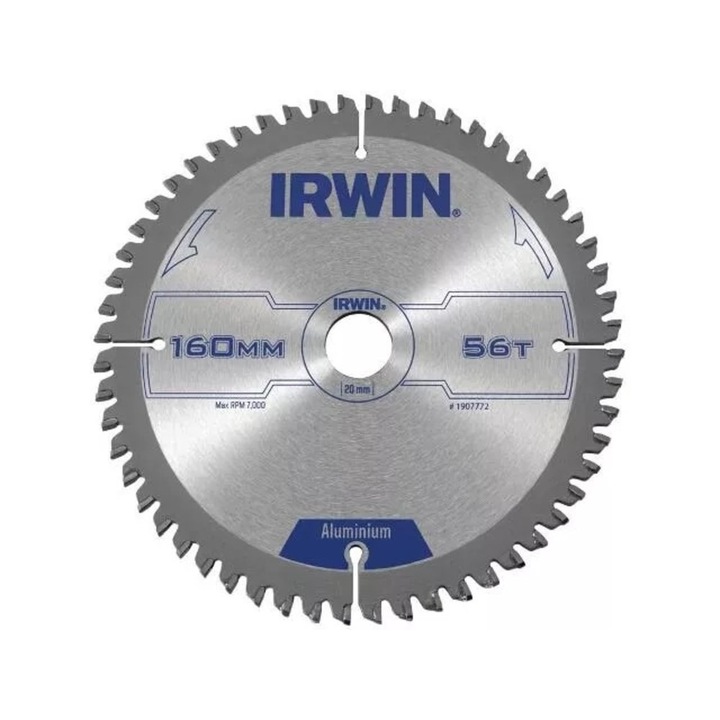 Panza fierastrau circular, Irwin, 160x20x2.5mm, 56z, TCG, Aluminiu