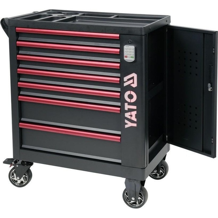 Dulap, Yato, Otel, 982 x 755 x 455 mm, 35 kg, Negru/Rosu
