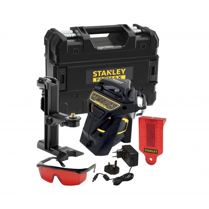 Nivela laser, Stanley, Laser Rosu, 20m, Negru