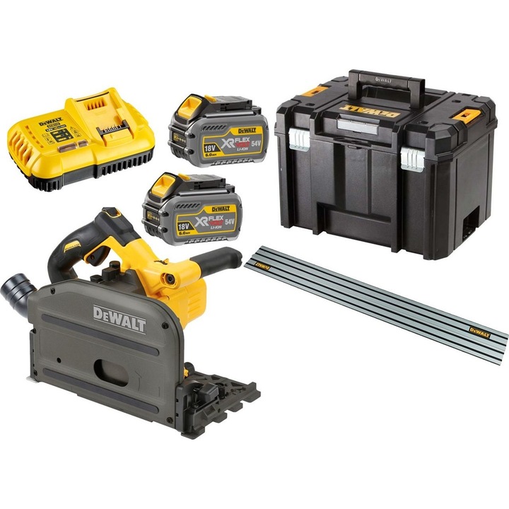 Fierastrau circular, Dewalt, DCS520T2R, 54V, 165mm, Negru/Galben