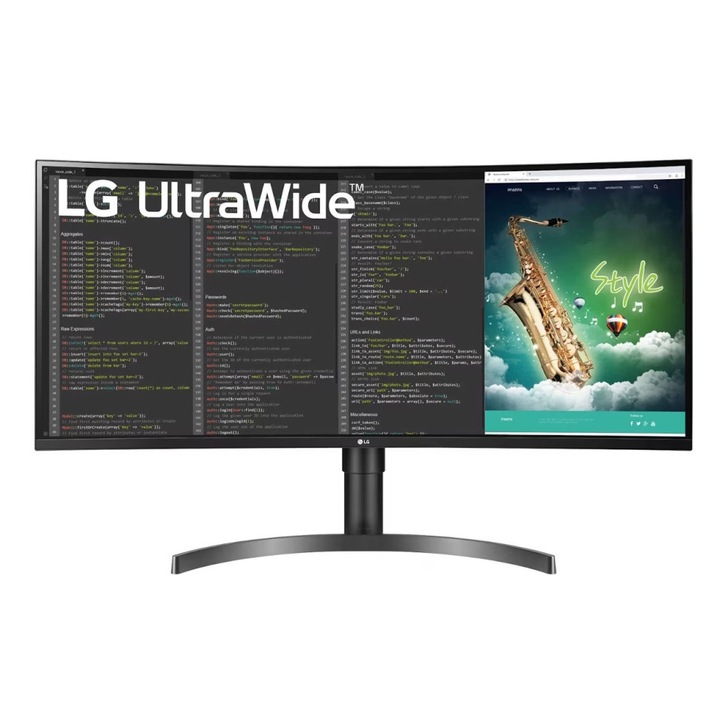 Монитор LG 35WN75CP-B, 35" 21:9 UltraWide QHD Monitor(3440 x 1440) with HDR 10, AMD FreeSync, 5ms, 100Hz, 300 cd/m2, 2500:1, sRGB 99%, USB 3.0, HDMI, USB type-C, DisplayPort, Headphone Out, Tilt, Height, Black 35WN75CP-B