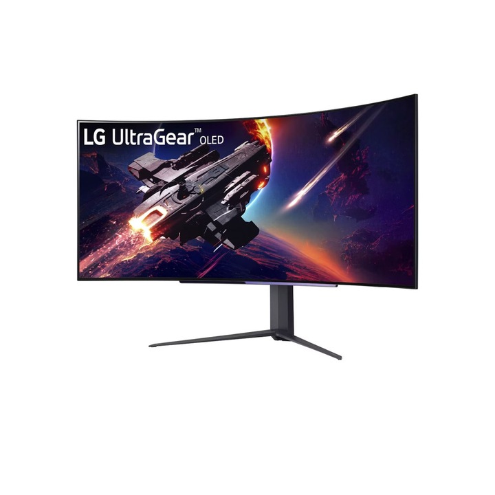Монитор LG 45GR95QE-B, 44.5" Ultragear OLED AG/LR 0.03ms, 21:9 Curved 800R Gaming WQHD (3440x1440), 240HZ, 1000cd/m, CR:1500000:1, AMD FreeSync, NVIDIA G-Sync, HDR10, VRR, USB 3.0, HDMI 2.1, DP, PIP, PBP, SPDIF, DTS HP:X, Height, Swivel, Tilt, 45GR95QE-B