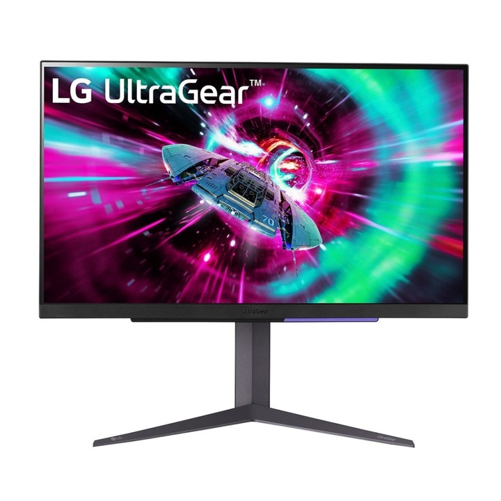 Монитор LG 27GR93U-B, 27", UltraGear IPS 1ms (GtG), AG, UHD 4K (3840x2160), 144Hz, HDR10, 1000:1, 400cd/m2, DCI-P3 95%, USB3.0 (1up/2down), VRR, AMD Free-sync, NVIDIA G-Sync, HDMI, DP, Height Adjustable, Pivot, Tilt, Headphone Out, Black 27GR93U-B