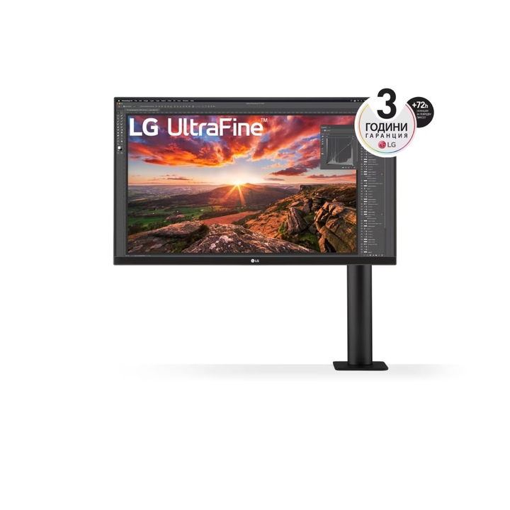 Монитор LG 27UN880-B, 27" UltraFine UHD, IPS 4K, 5ms, 1000:1, 350cd/m2, 3840 x 2160, sRGB 99%, HDR 400, HDMI, USB-C, DisplayPort, AMD FreeSync, Headphone out, Tilt, Height (Range), Swivel, Pivot, MAXX Audio 5W, Black 27UN880P-B