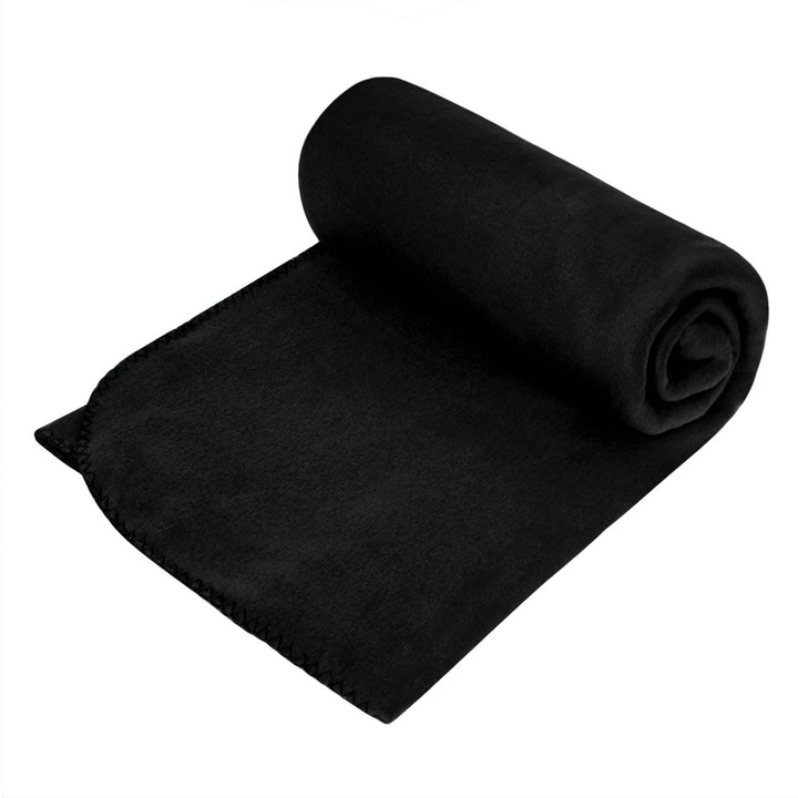 Двойно поларено одеяло, черно, 220x240 см