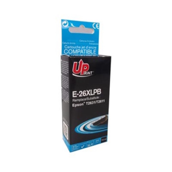 Cerneala imprimanta UPrint cu C13T26314010, T263140, 26XL, 400s, 15 ml, E-26XLPB, pentru Epson Expression Premium XP-8 1157932 negru foto