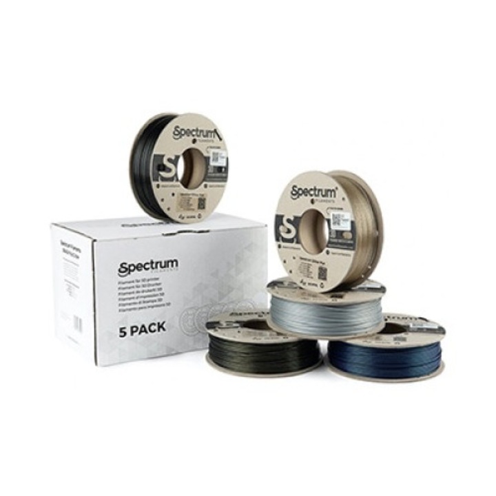 Set consumabile 3D Spectrum, filament PLA Glitter, 5x250g, multicolor